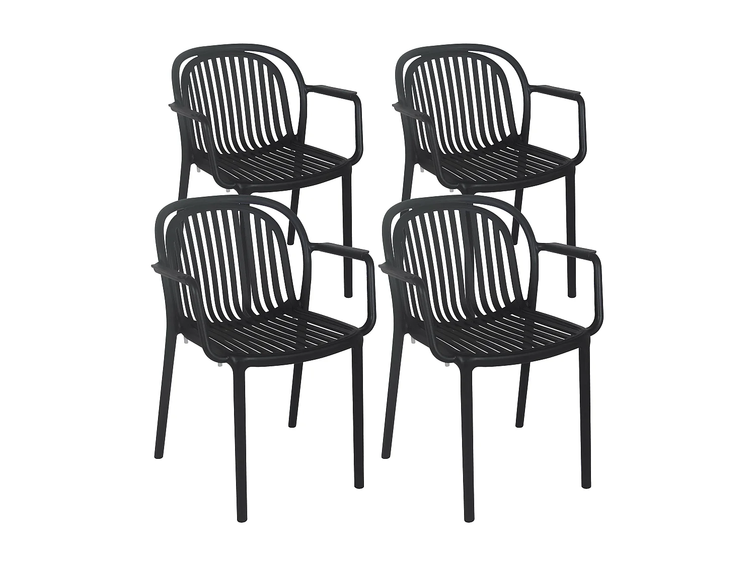 Lot de 4 fauteuils en plastique noir