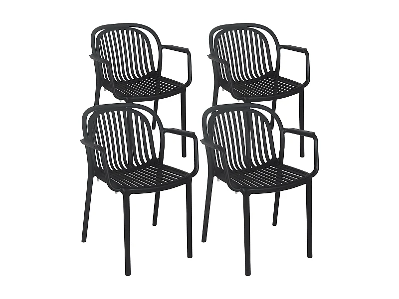 Set van 4 zwarte kunststof fauteuils