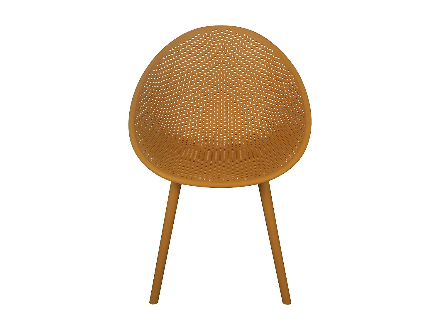 Lot de 4 chaises de terrasse en plastique jaune moutarde