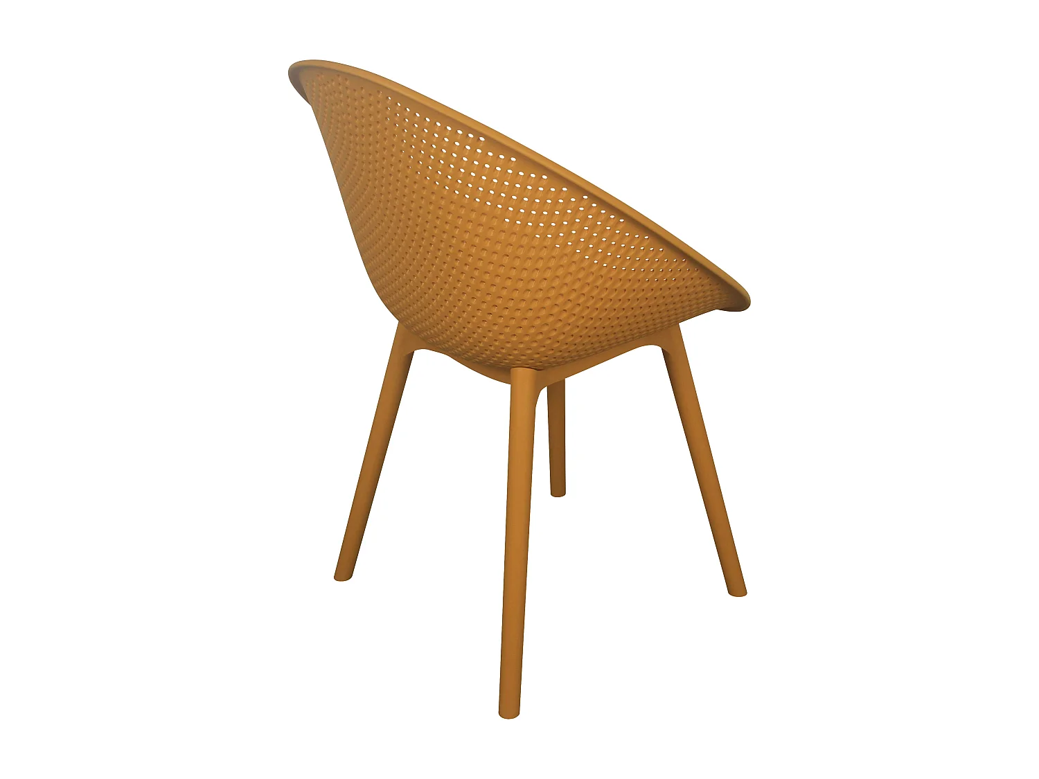 Lot de 4 chaises de terrasse en plastique jaune moutarde