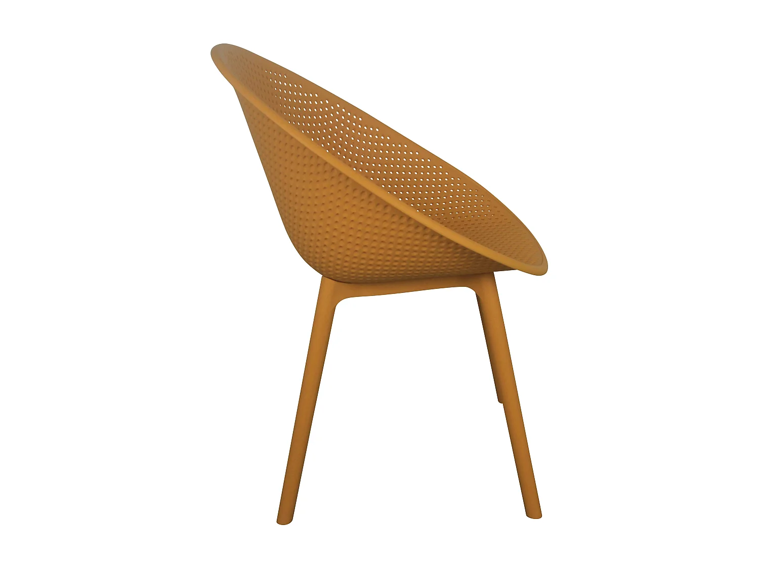 Lot de 4 chaises de terrasse en plastique jaune moutarde