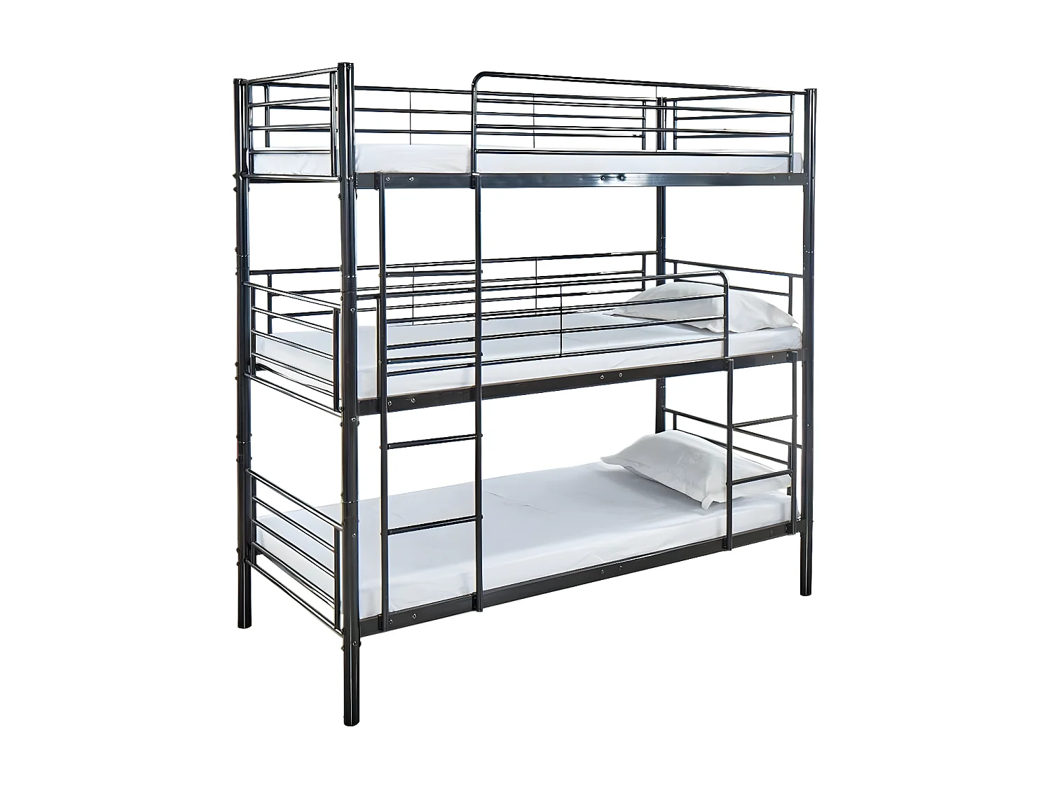 Beliche Triplo 90cm Metal Preto + 2 Colchões (90x190cm)