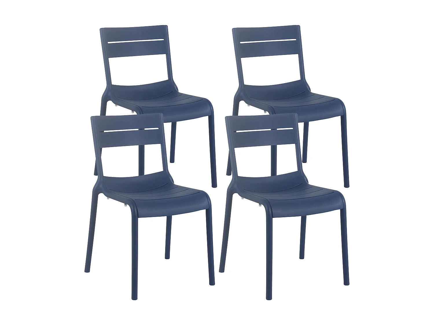 Lot de 4 chaises de terrasse en plastique bleu pacific