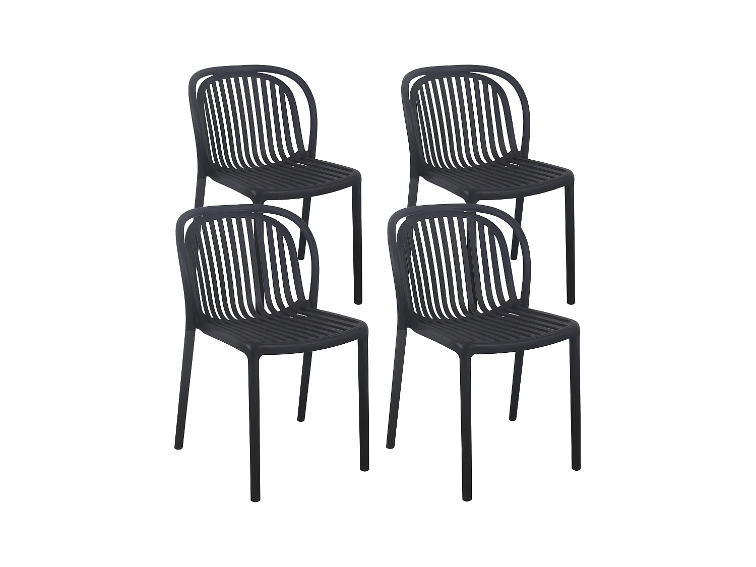 Lot de 4 chaises de terrasse en plastique noir