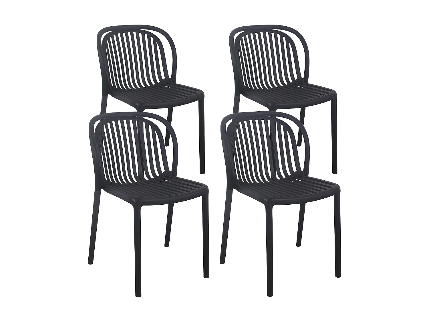 Lot de 4 chaises de terrasse en plastique noir