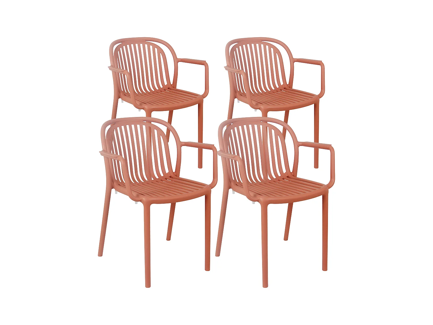 Lot de 4 fauteuils en plastique terracotta