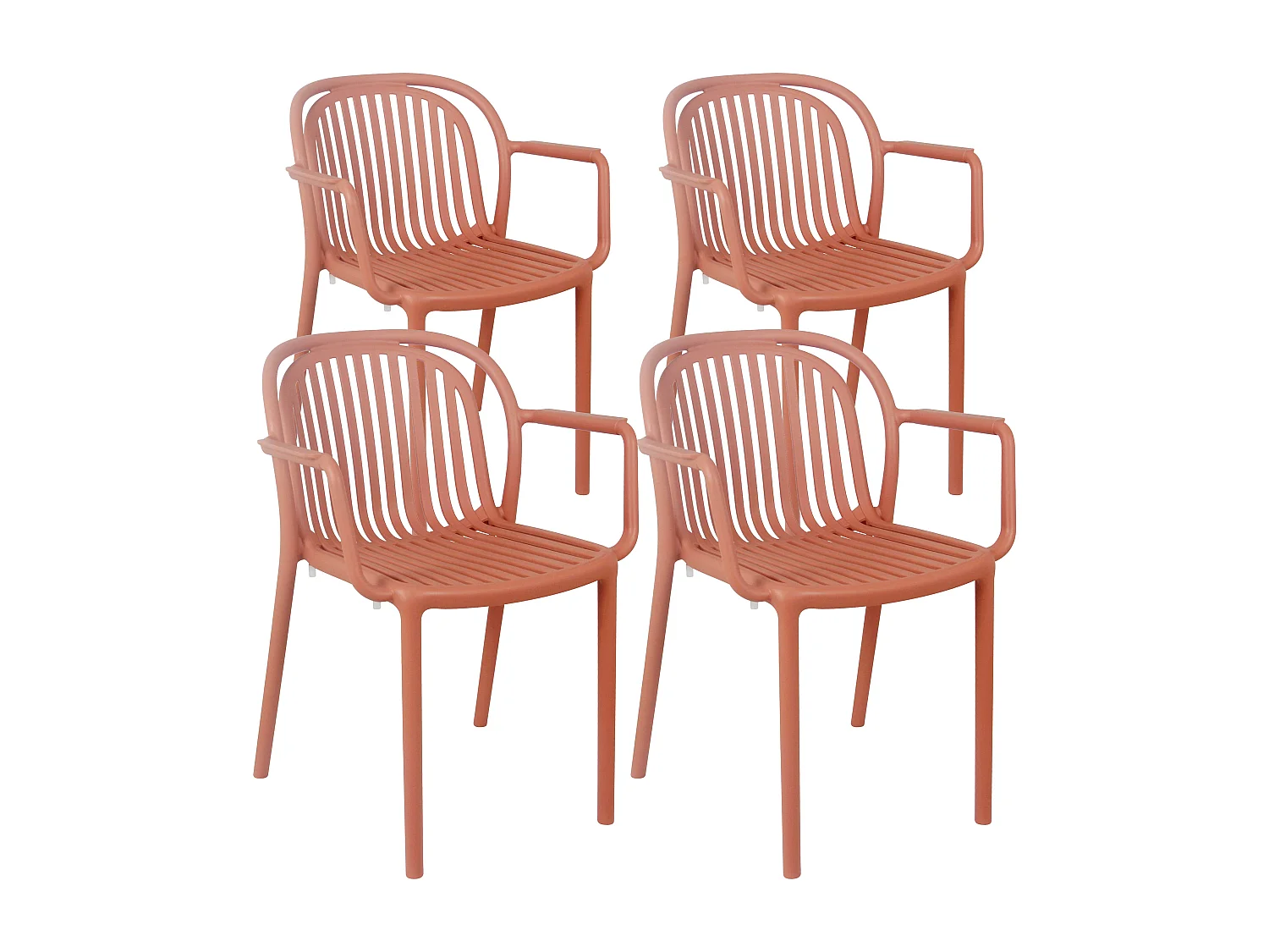 Lot de 4 fauteuils en plastique terracotta