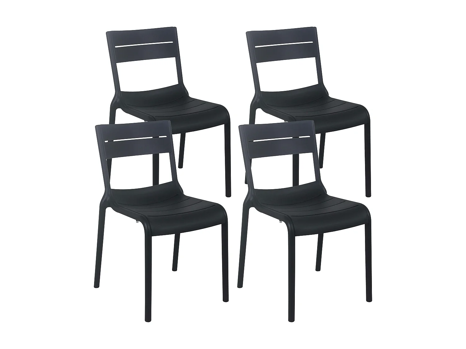 Set van 4 zwarte kunststof terrasstoelen