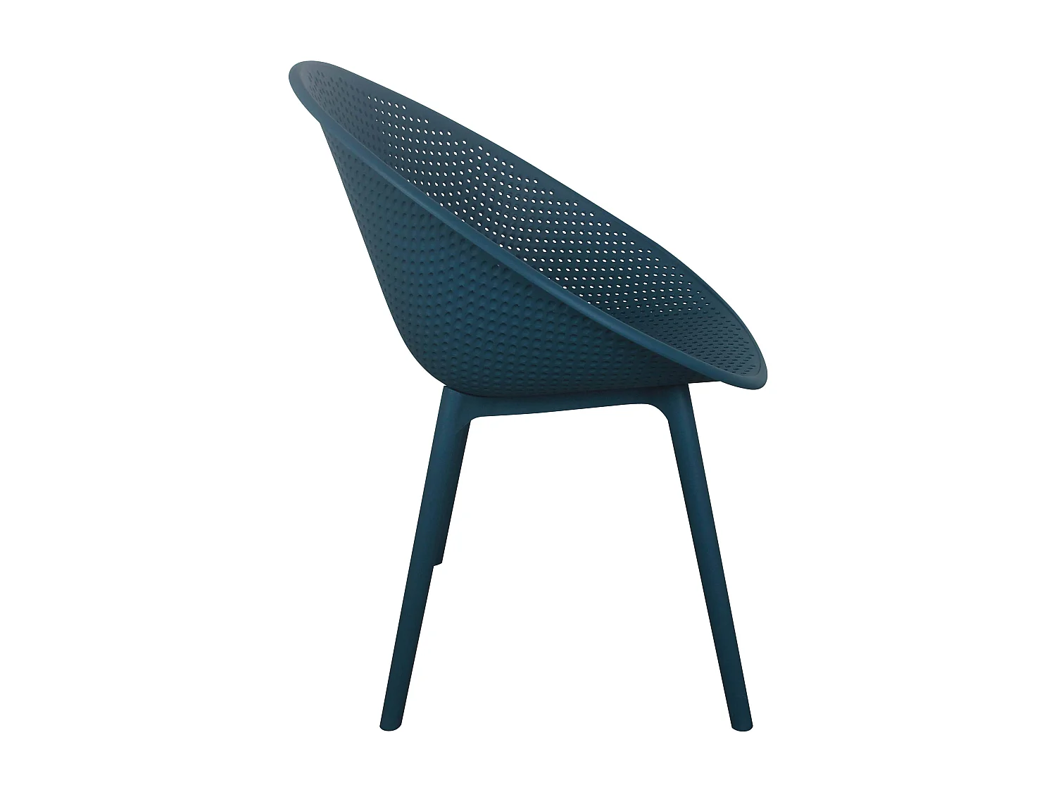 Lot de 4 chaises de terrasse en plastique bleu canard