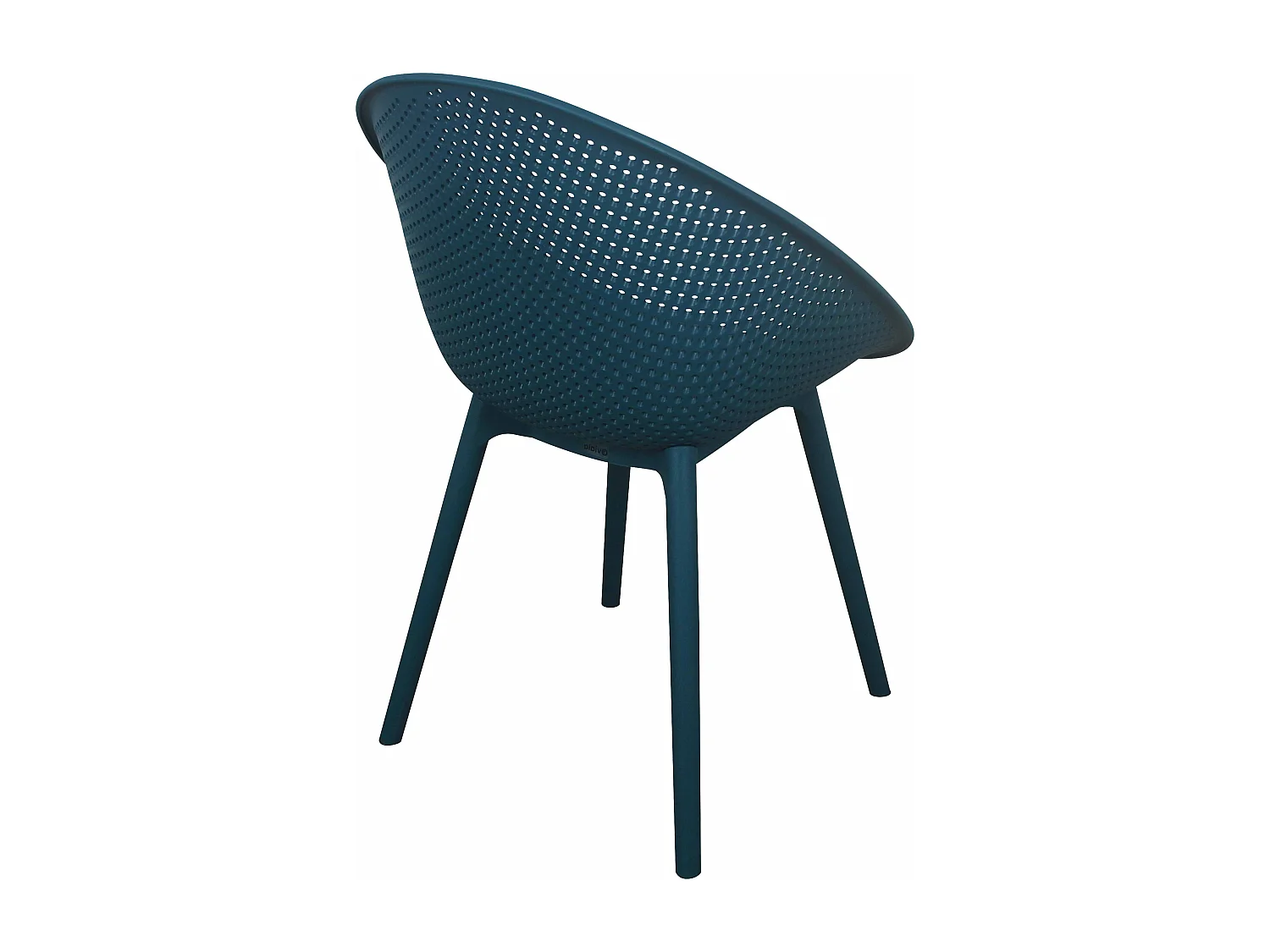 Lot de 4 chaises de terrasse en plastique bleu canard