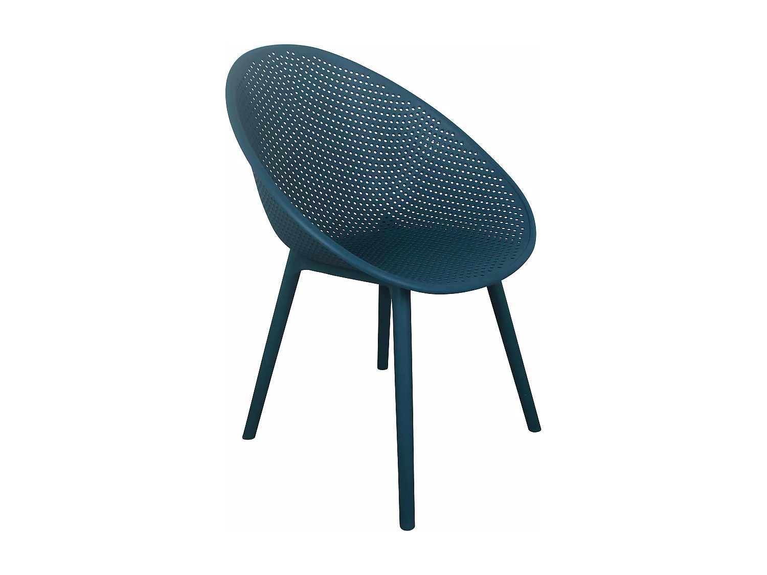 Lot de 4 chaises de terrasse en plastique bleu canard