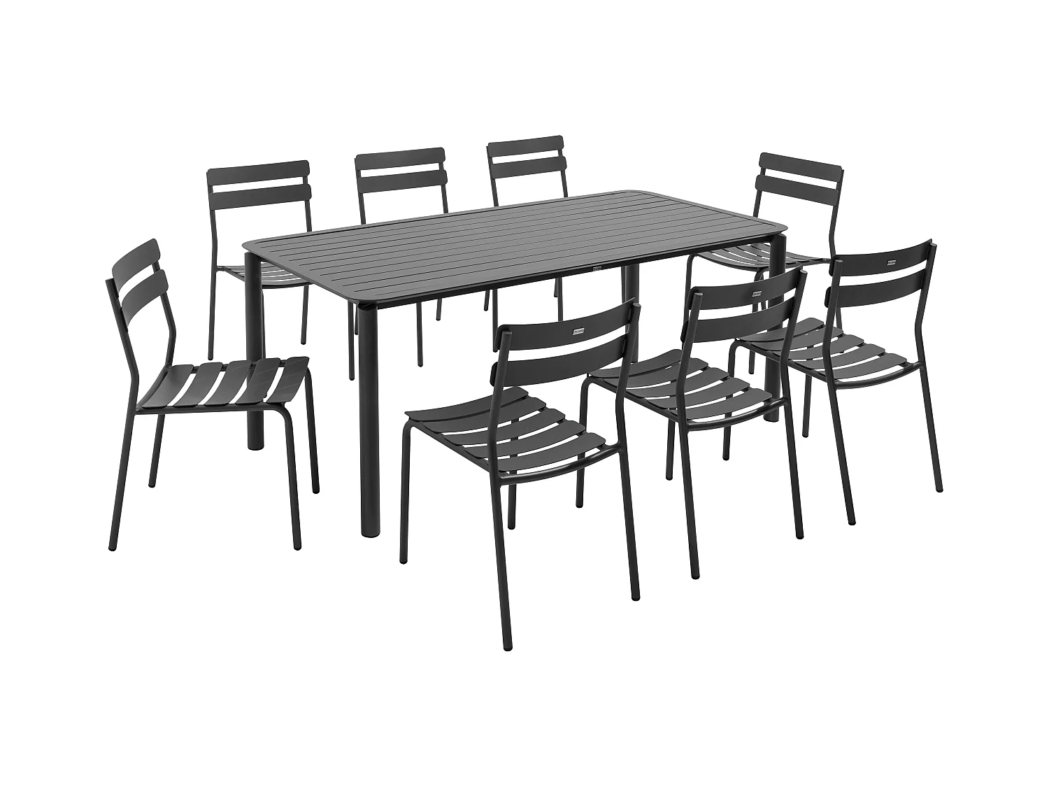 Ensemble table de jardin et 8 chaises noir