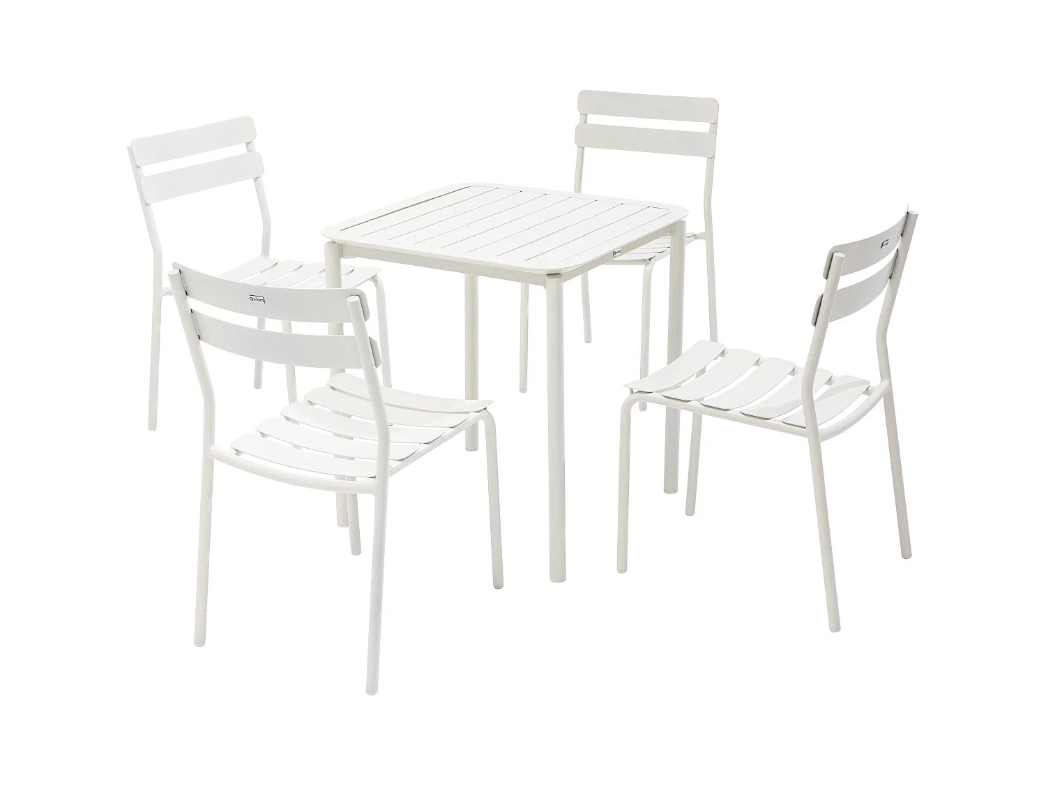 Ensemble table de terrasse 70cm et 4 chaises blanc