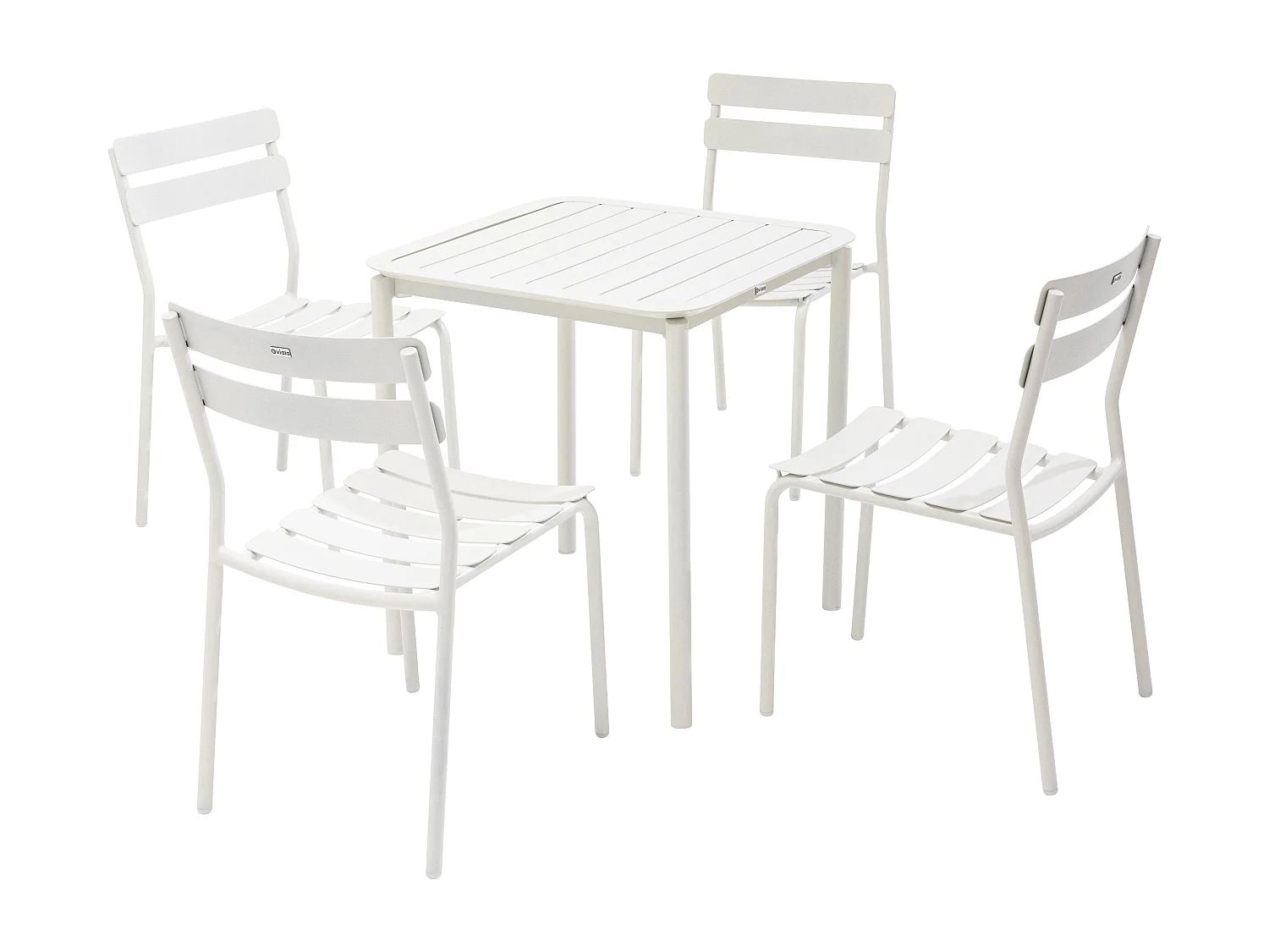 Ensemble table de terrasse 70cm et 4 chaises blanc