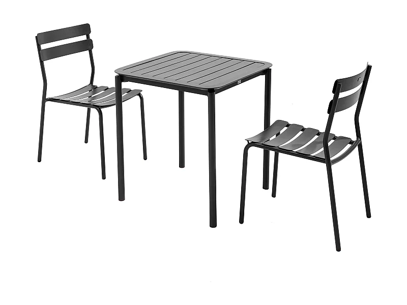 Ensemble table de terrasse 70cm et 2 chaises noir