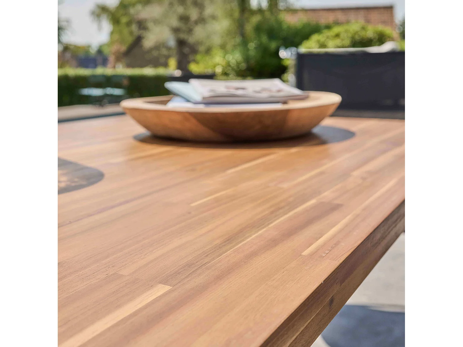 Table de jardin en acacia et aluminium avec 10 fauteuils