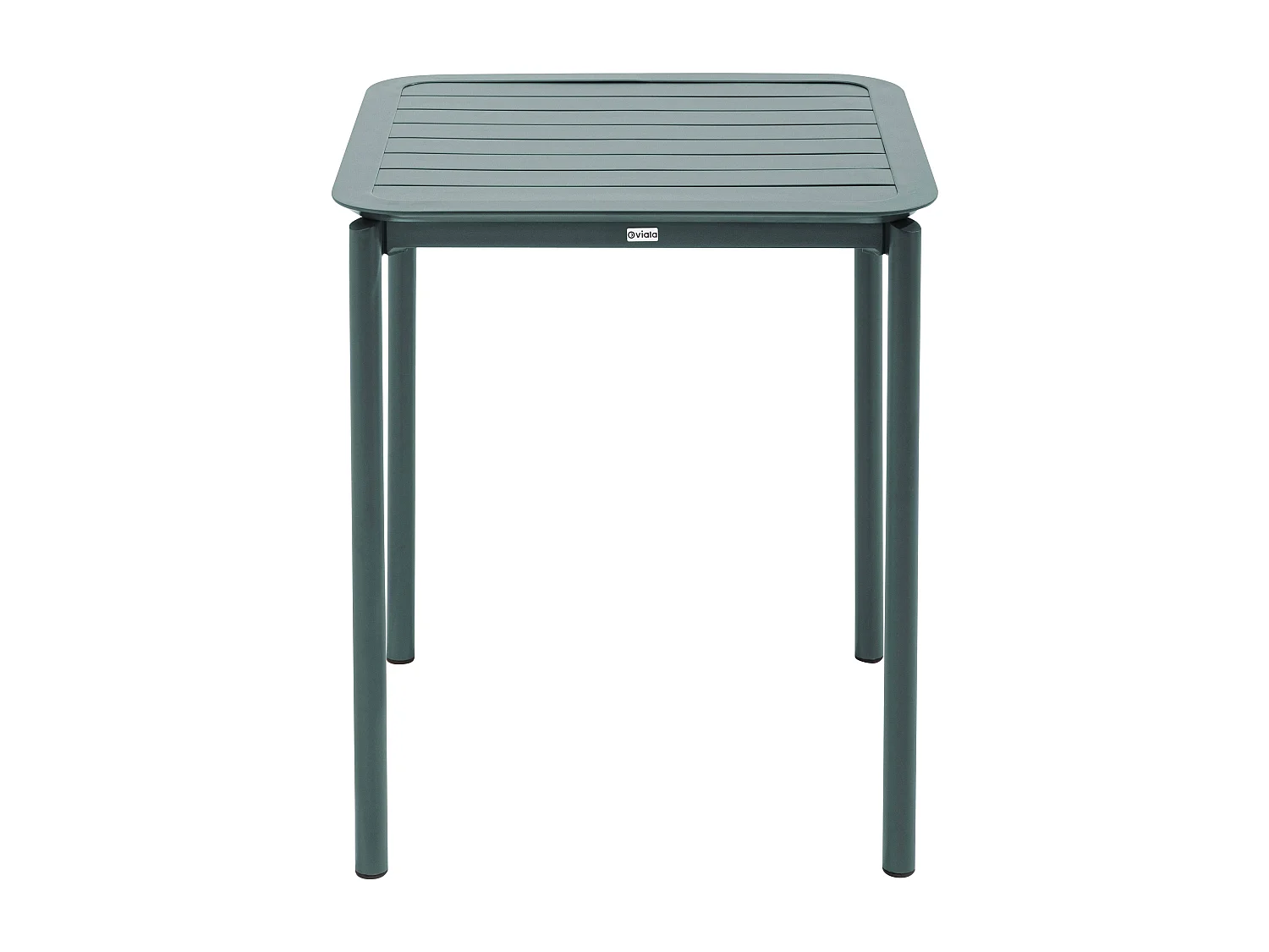 Vierkante terrastafel (70 x 70 cm) en 2 donkergroene stoelen