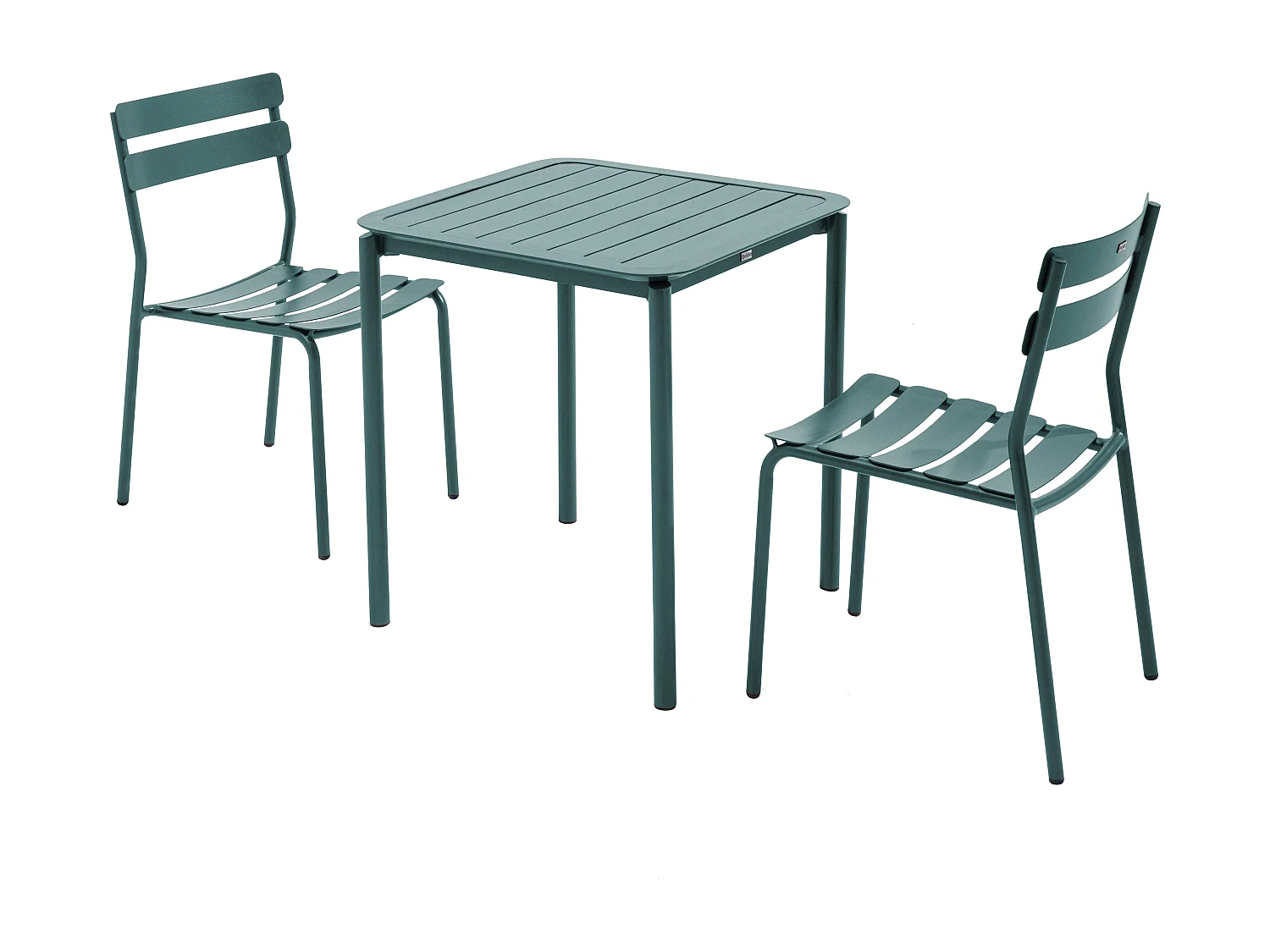 Ensemble table de terrasse 70cm et 2 chaises vert foncé