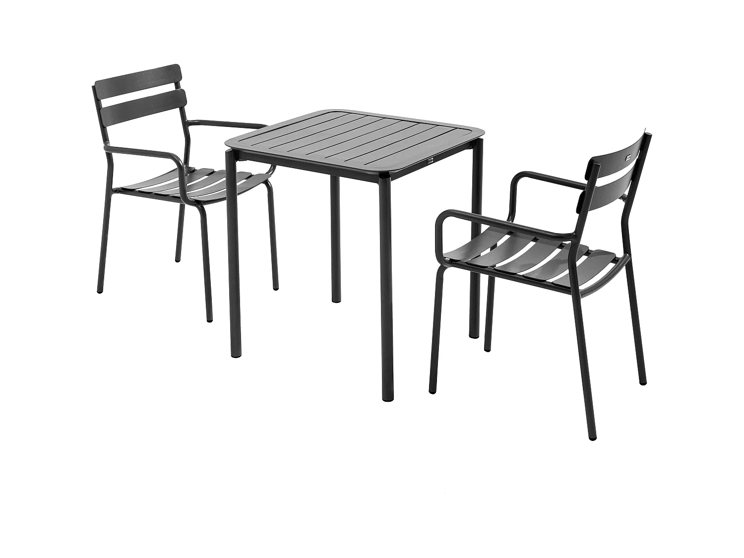 Ensemble table de terrasse 70cm et 2 fauteuils noir