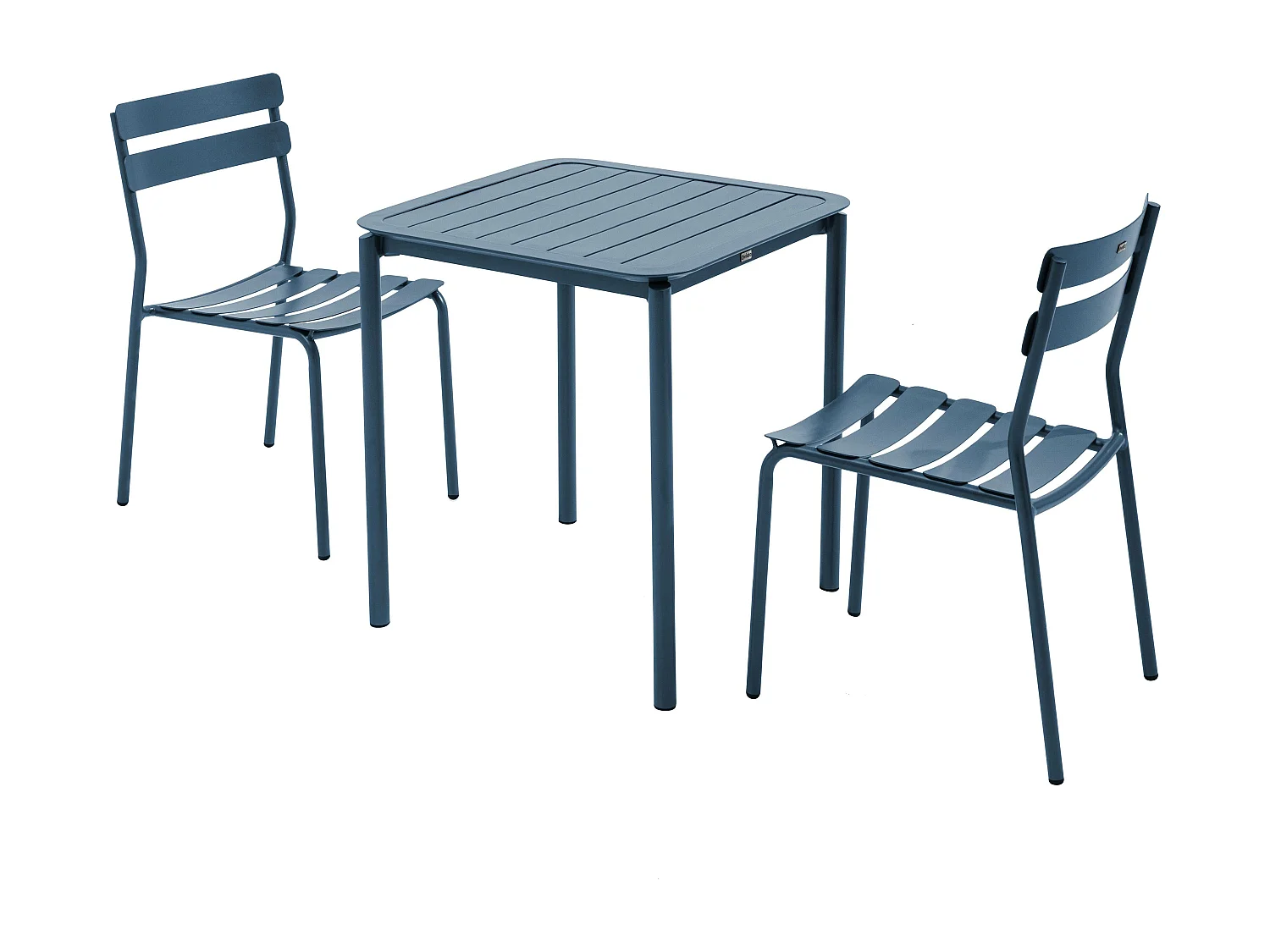 Ensemble table de terrasse 70cm et 2 chaises bleu foncé