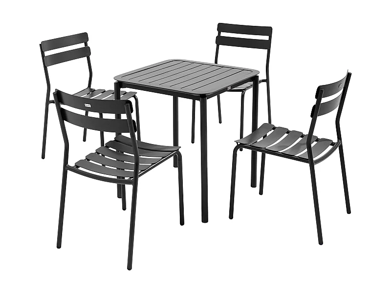Ensemble table de terrasse 70cm et 4 chaises noir