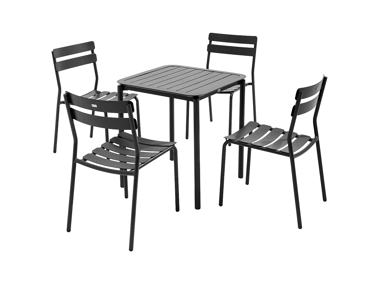 Ensemble table de terrasse 70cm et 4 chaises noir