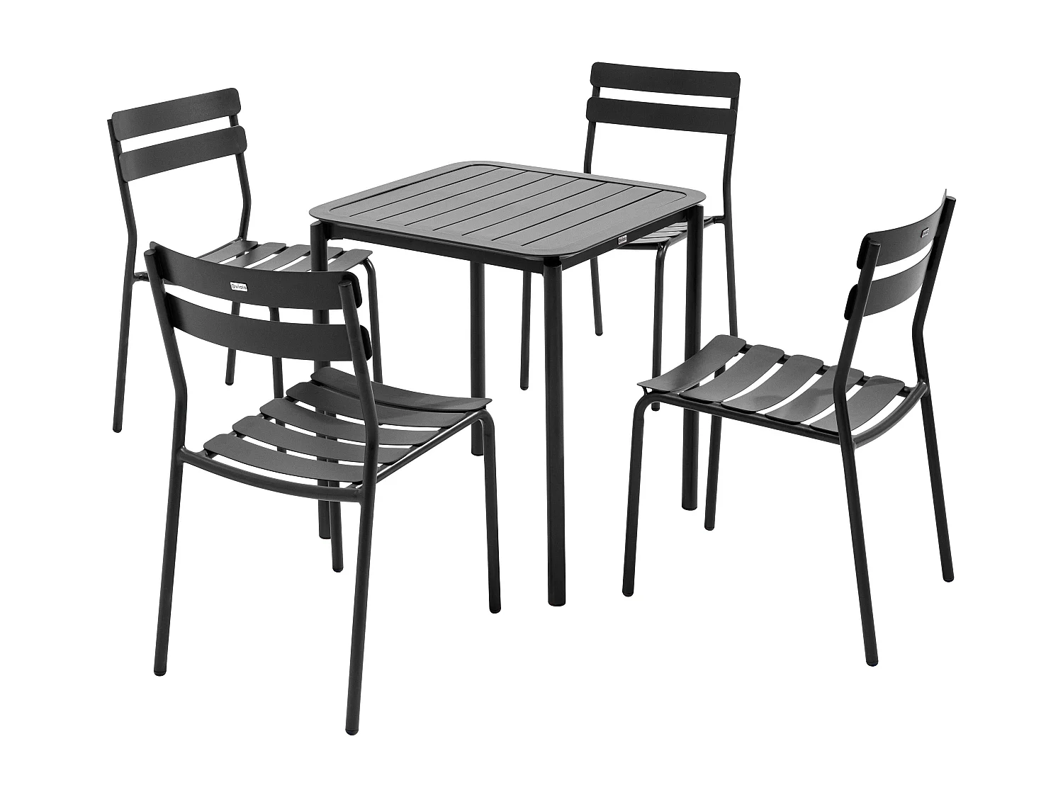 Ensemble table de terrasse 70cm et 4 chaises noir
