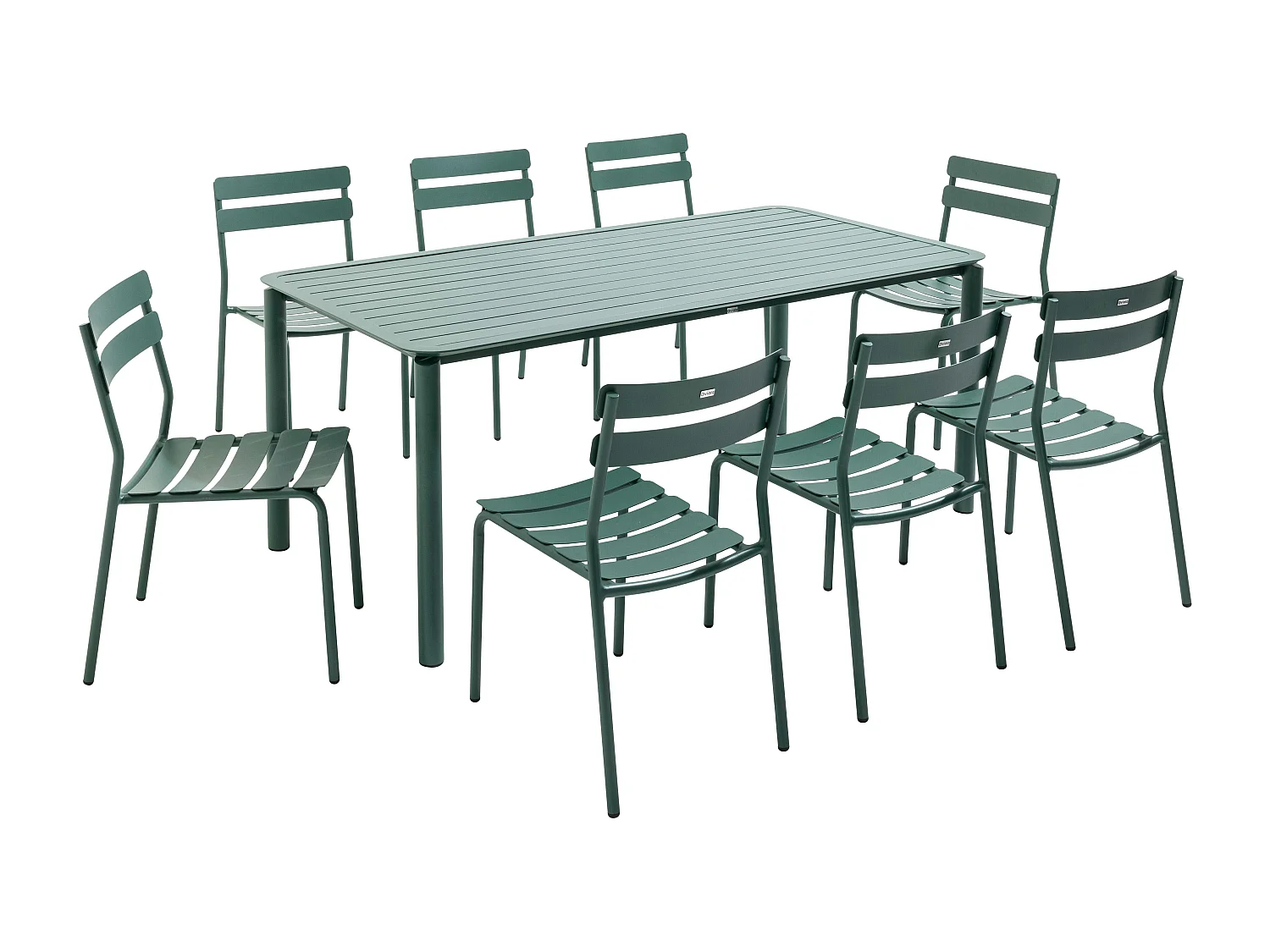 Ensemble table de jardin et 8 chaises vert foncé