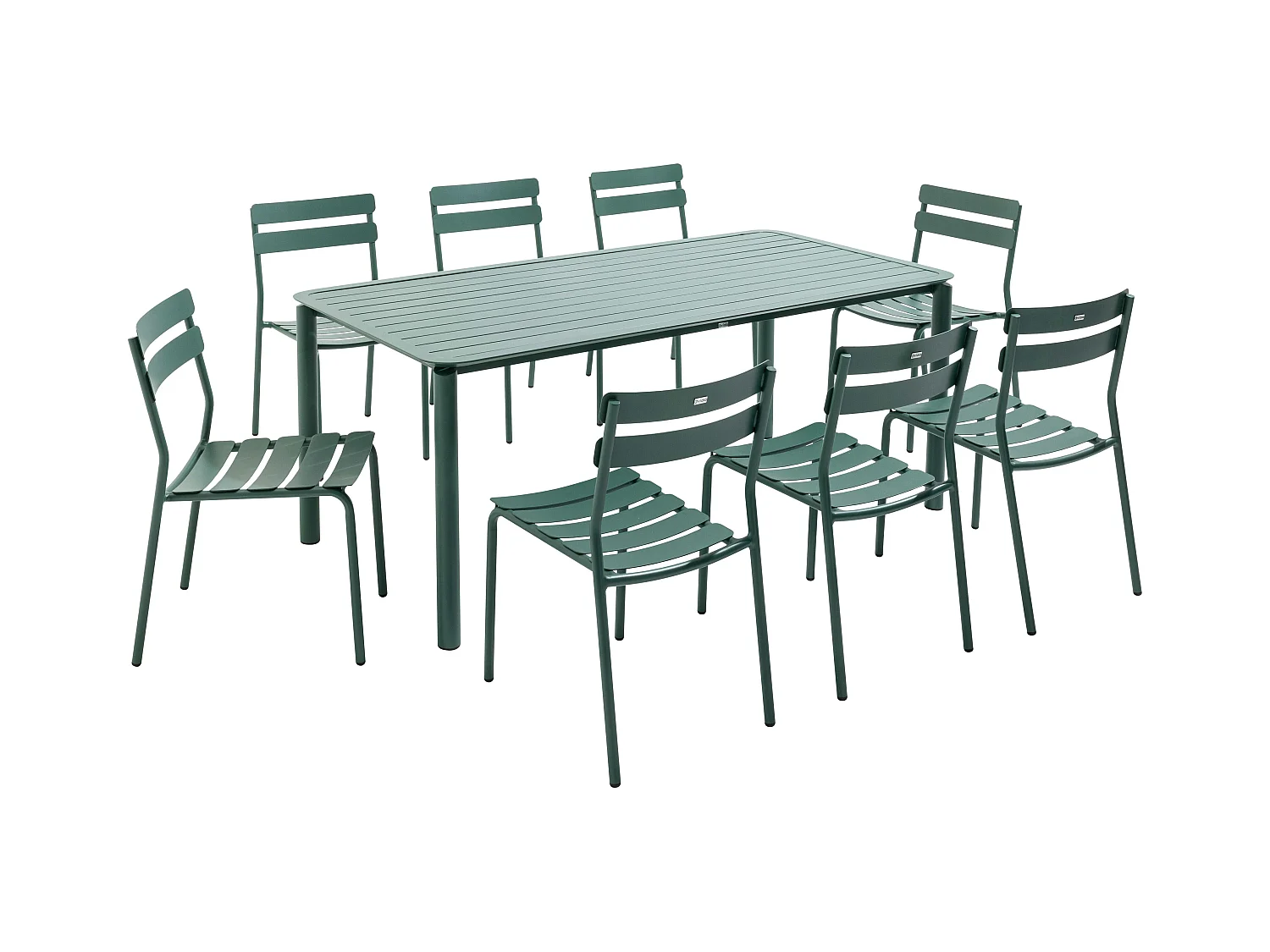 Ensemble table de jardin et 8 chaises vert foncé