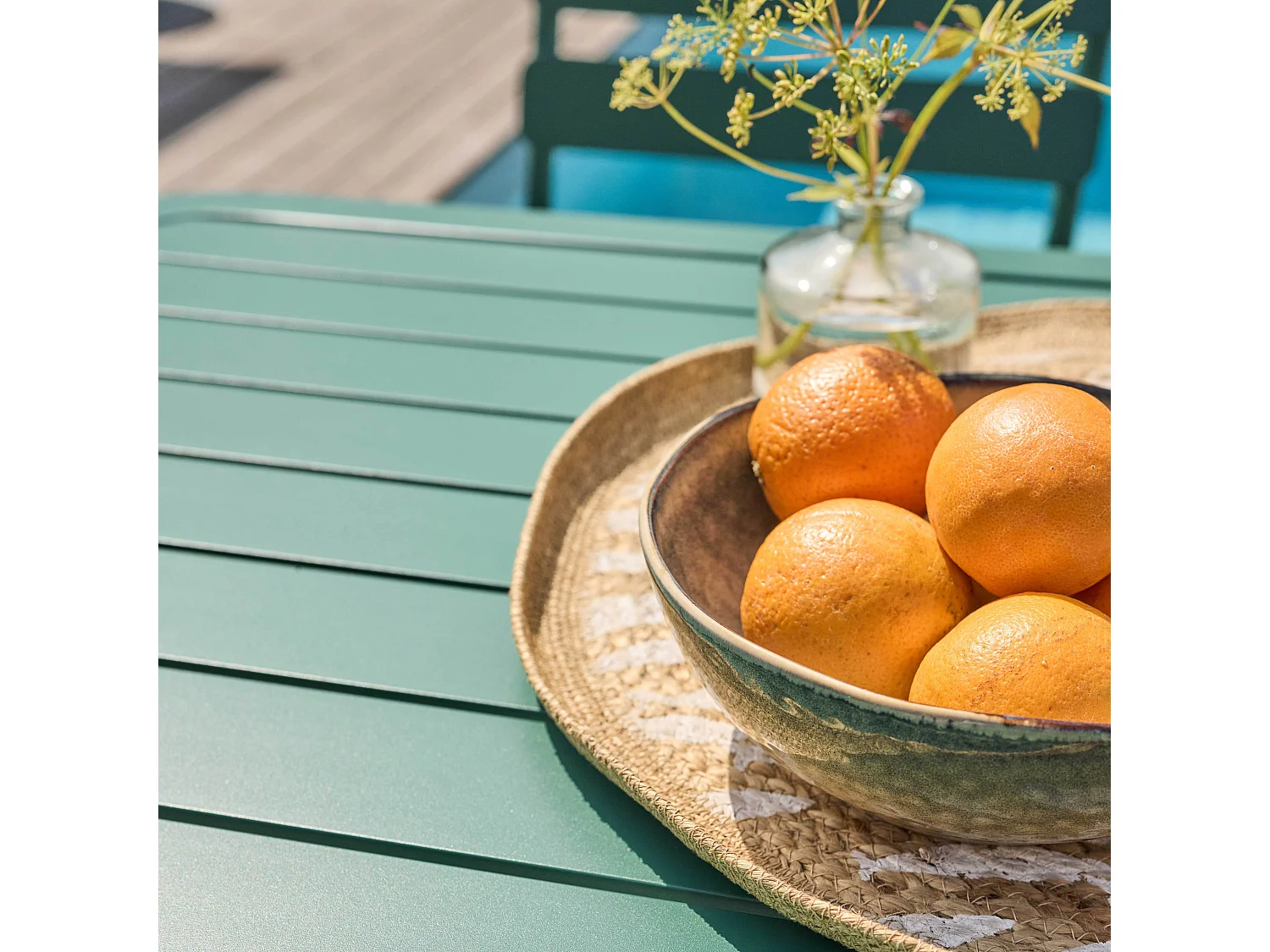 Ensemble table de jardin et 8 chaises vert foncé