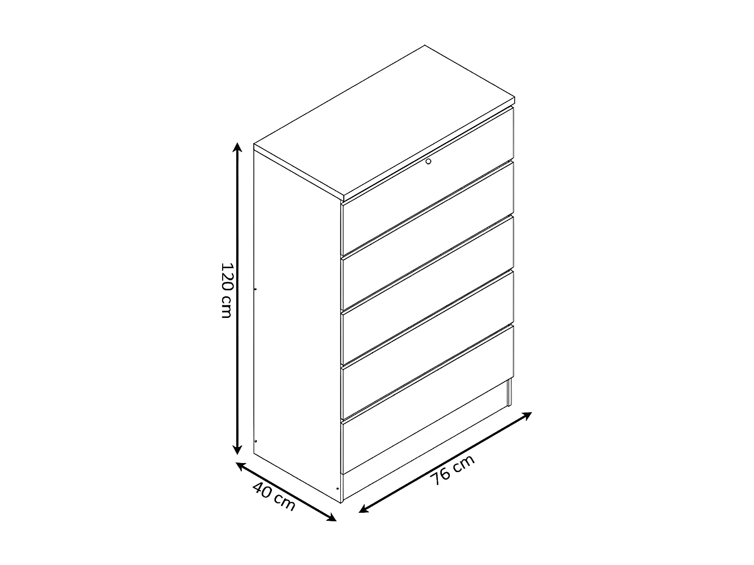 Sinfonier Vitoria 5 Cajones con Bloqueo, Blanco 76x120 cm