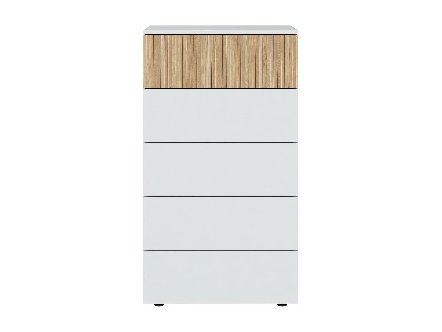 Cômoda Camiseiro com 5 Gavetas Ethna, Branco e Carvalho 109x61cm