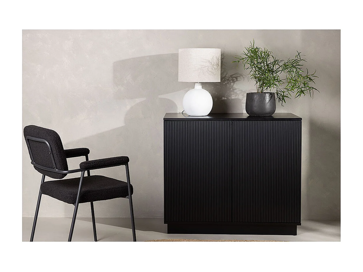 Buffet 2 Portes Nervurées "Lenox" 100cm Noir