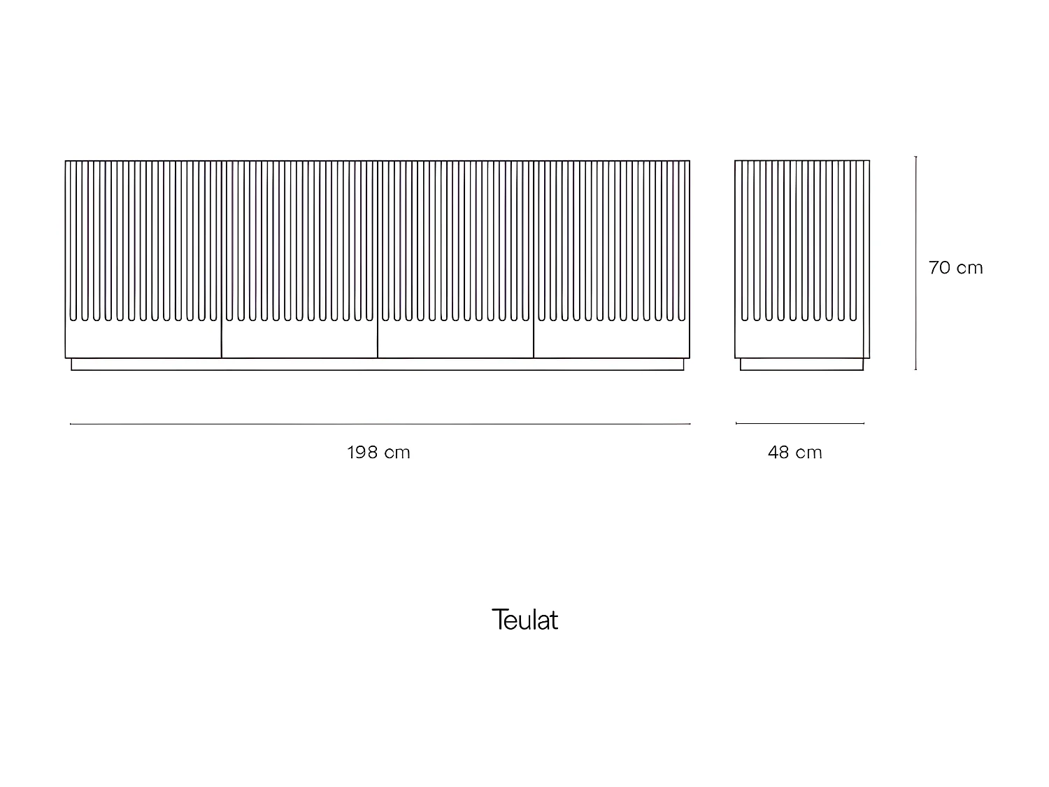 Buffet moderne 198cm 4 portes en bois DORIC
