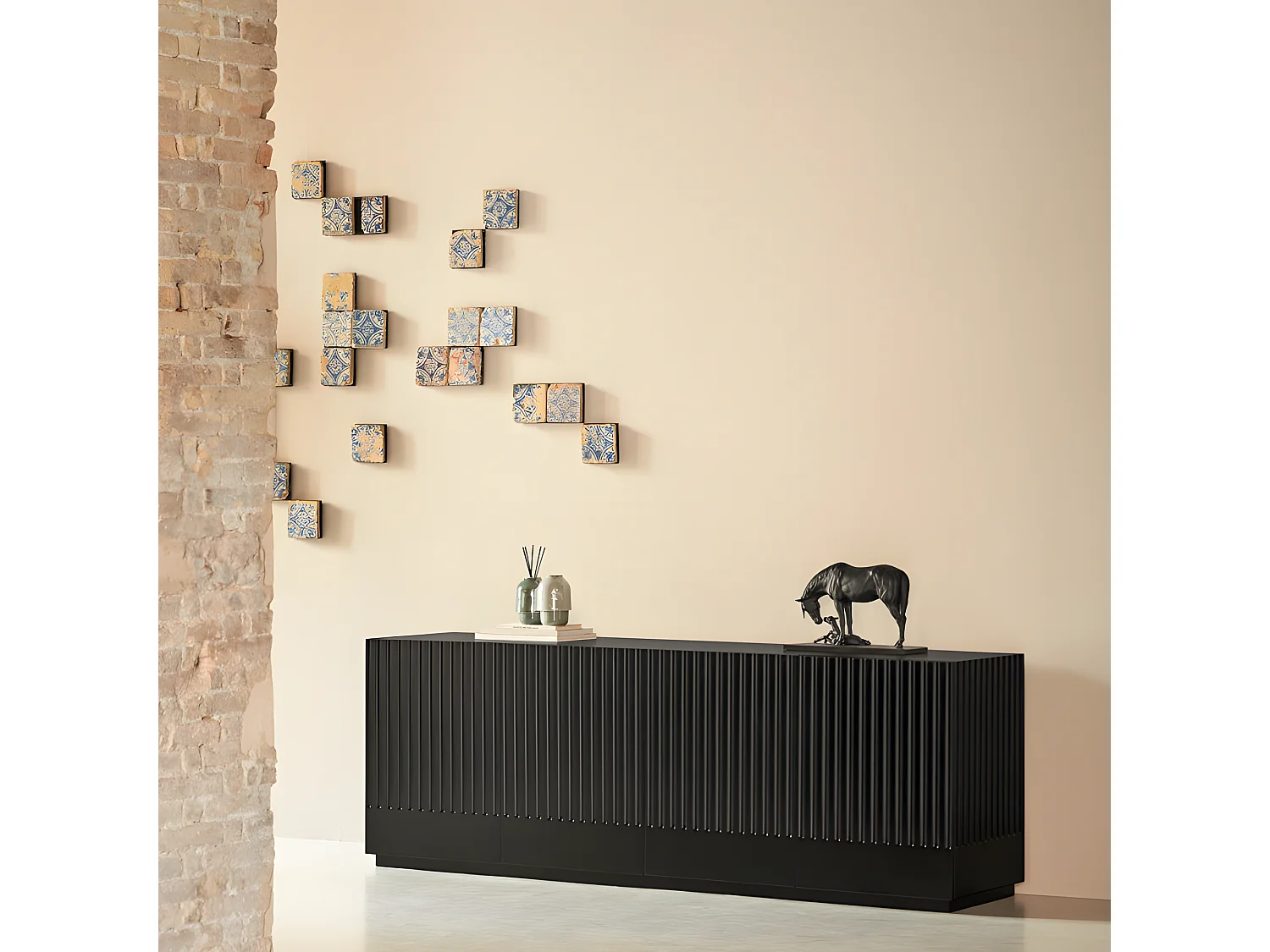 Buffet moderne 198cm 4 portes en bois DORIC