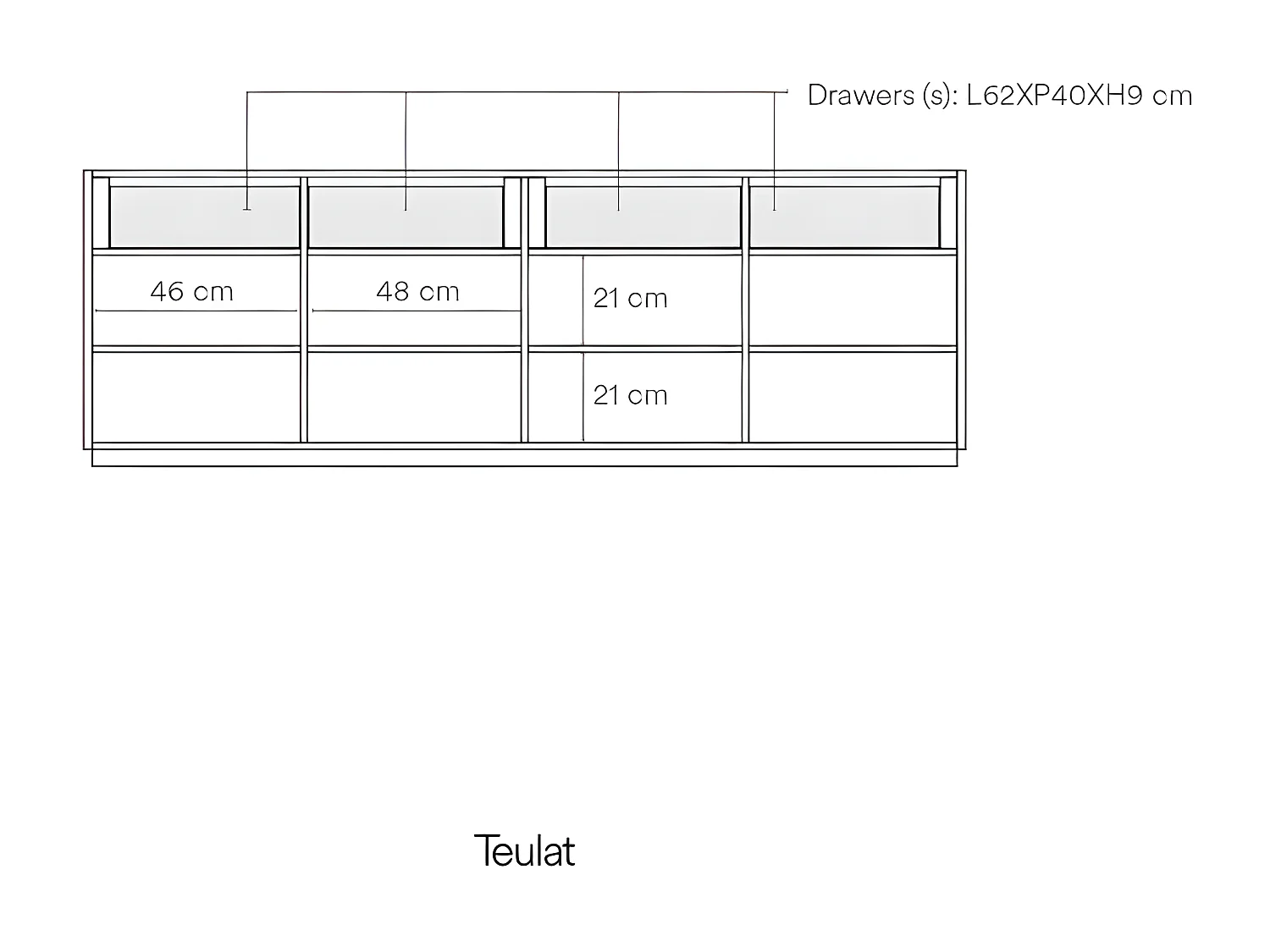 Buffet moderne 198cm 4 portes en bois DORIC