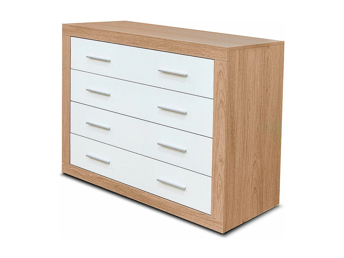 Comoda Kiara de 4 Cajones Cambria y Blanco 98x82 cm