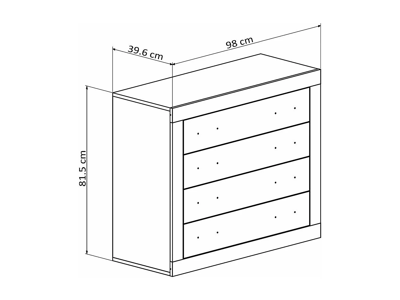 Comoda Kiara de 4 Cajones Cambria y Blanco 98x82 cm