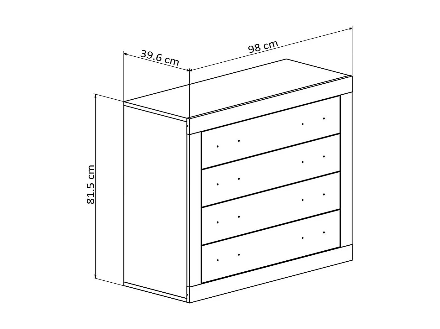 Comoda Kiara de 4 Cajones Cambria y Blanco 98x82 cm