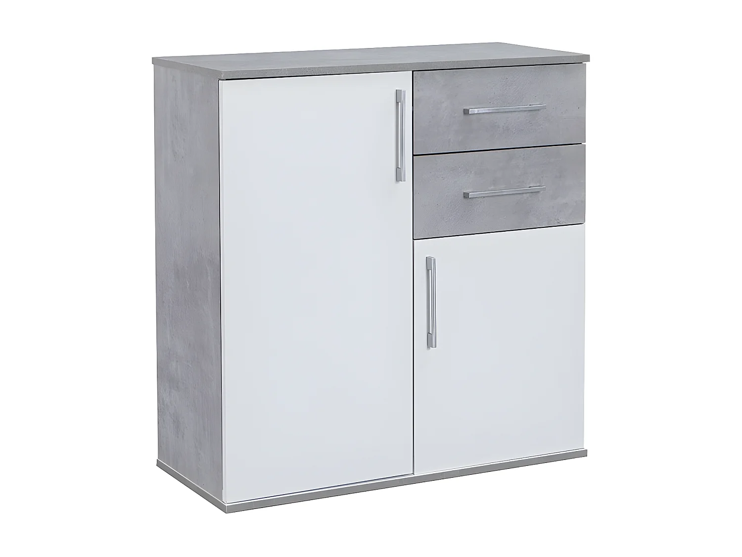 Comoda Aparador Joana 2 Puertas y 2 Cajones Blanco y Cemento 80x82 cm