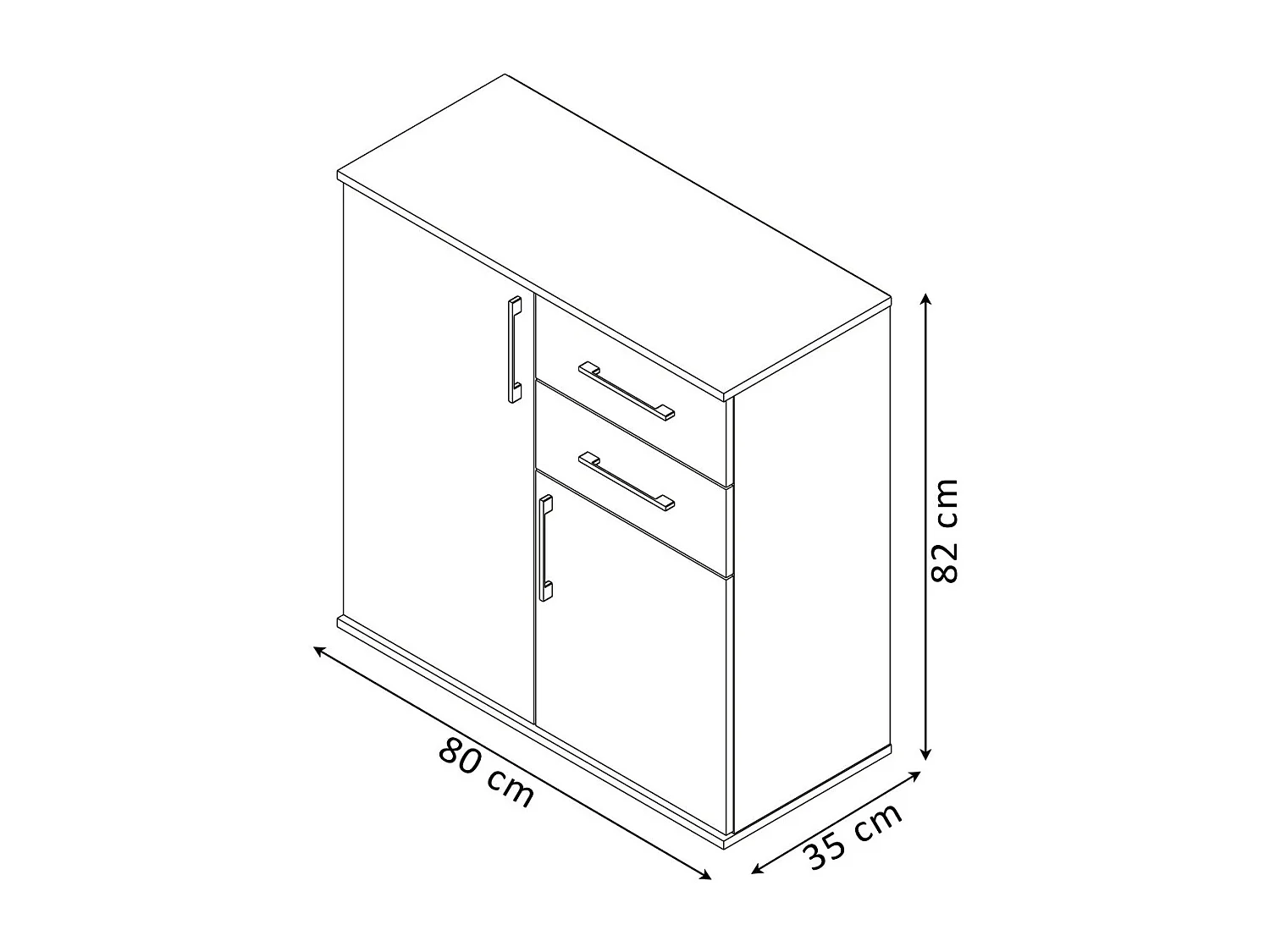 Comoda Aparador Joana 2 Puertas y 2 Cajones Blanco y Cemento 80x82 cm