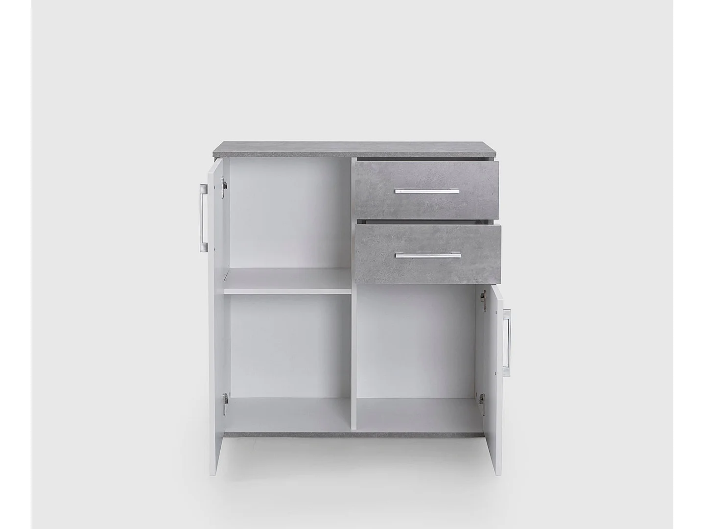 Comoda Aparador Joana 2 Puertas y 2 Cajones Blanco y Cemento 80x82 cm