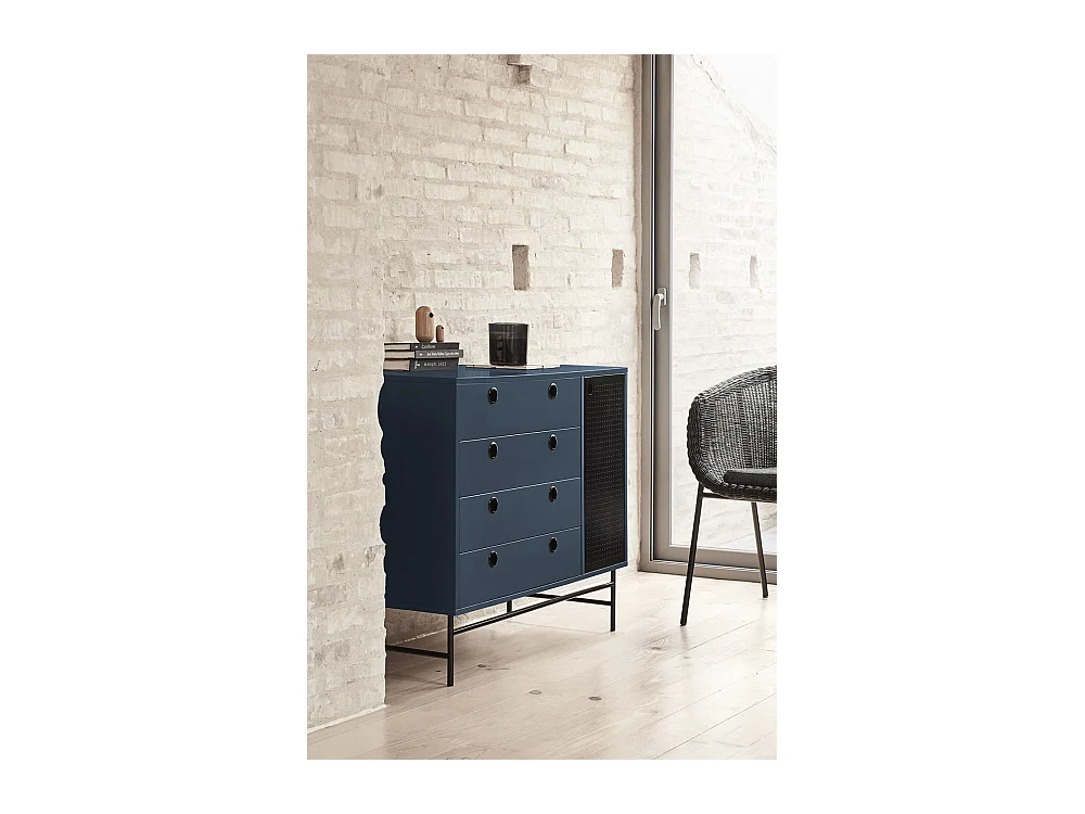 Commode bleue avec 4 tiroirs et 1 porte 97x45 cm