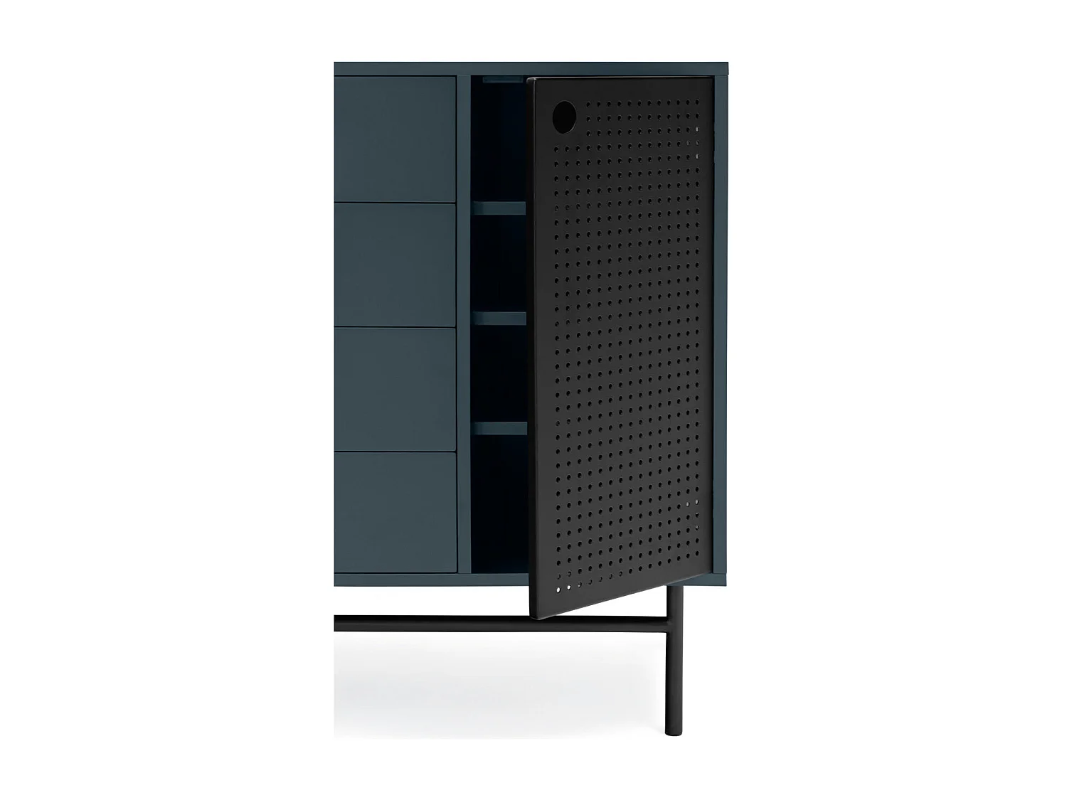 Blauwe commode 4 lades en 1 deur 97x45 cm