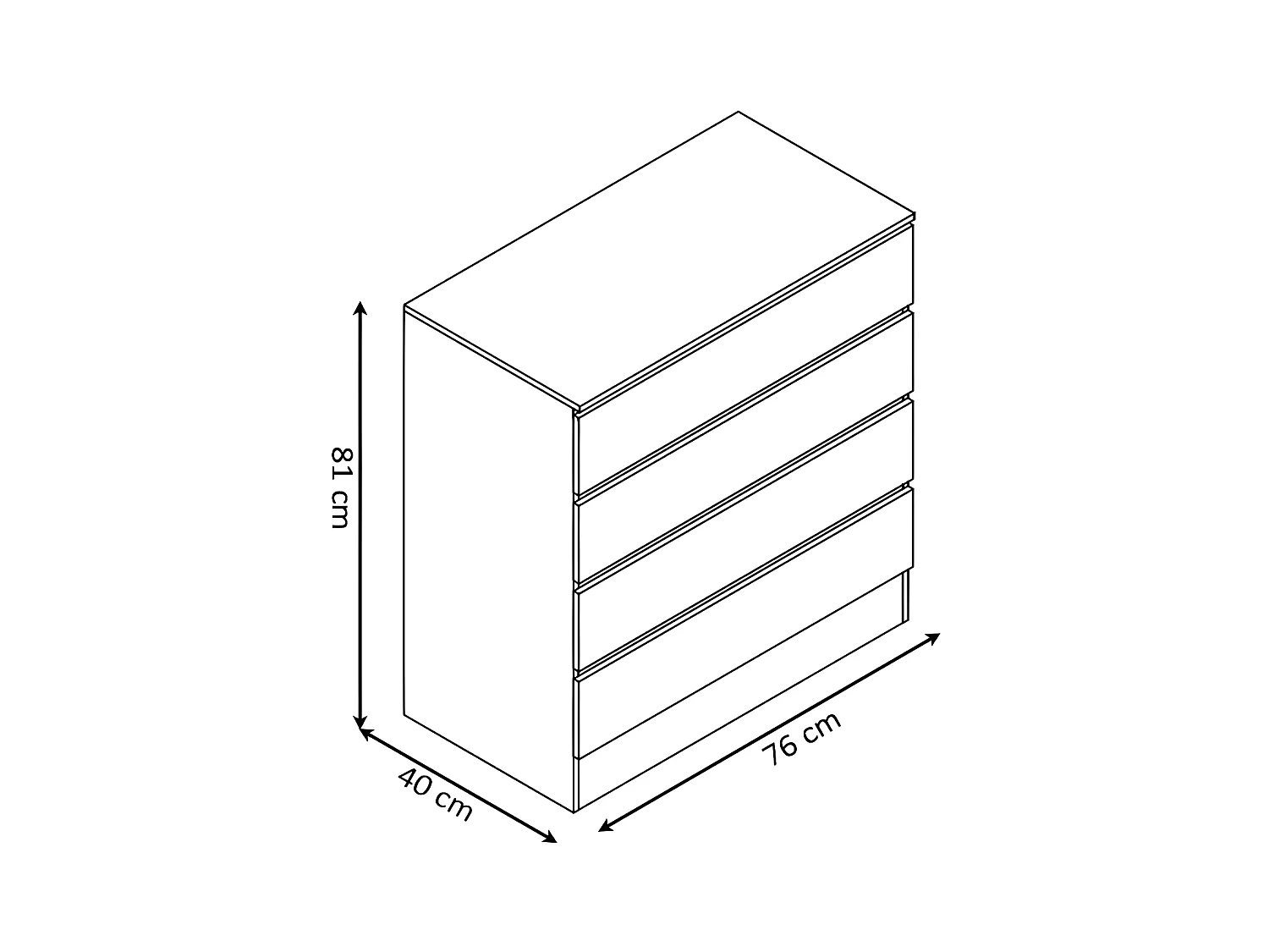 Cômoda Berni com 4 Gavetas, Branco 76x81cm