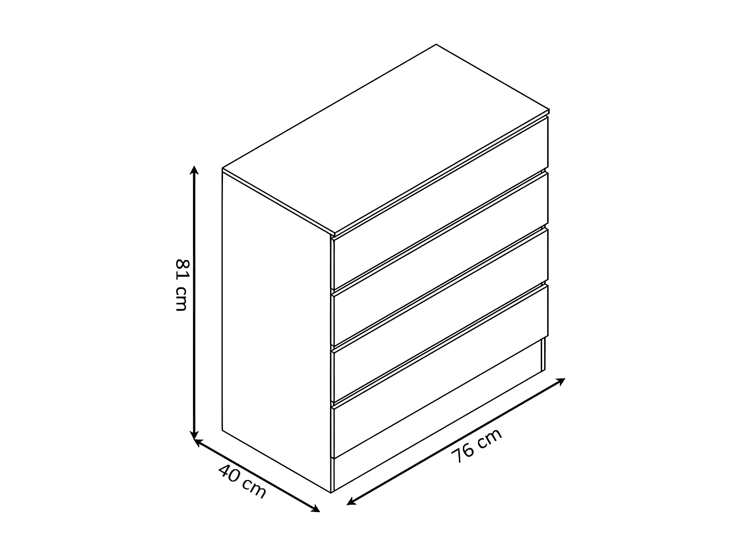 Cômoda Berni com 4 Gavetas, Branco 76x81cm