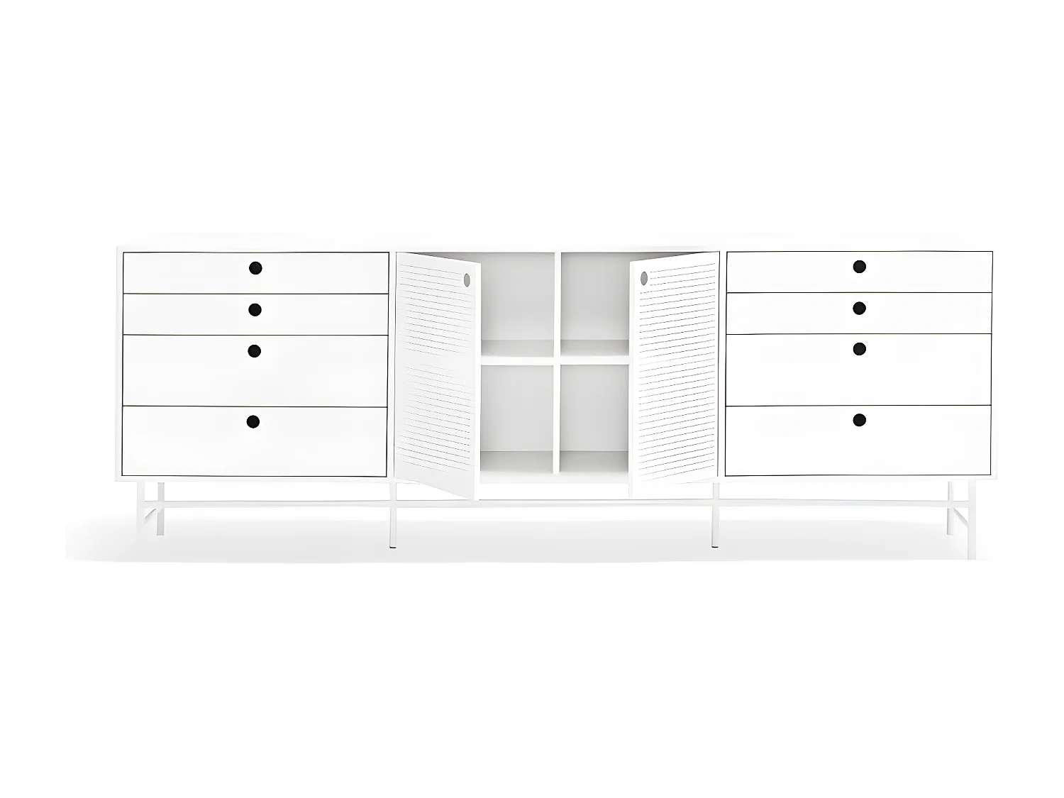 Buffet bas 212cm en bois et métal perforé PUNTO