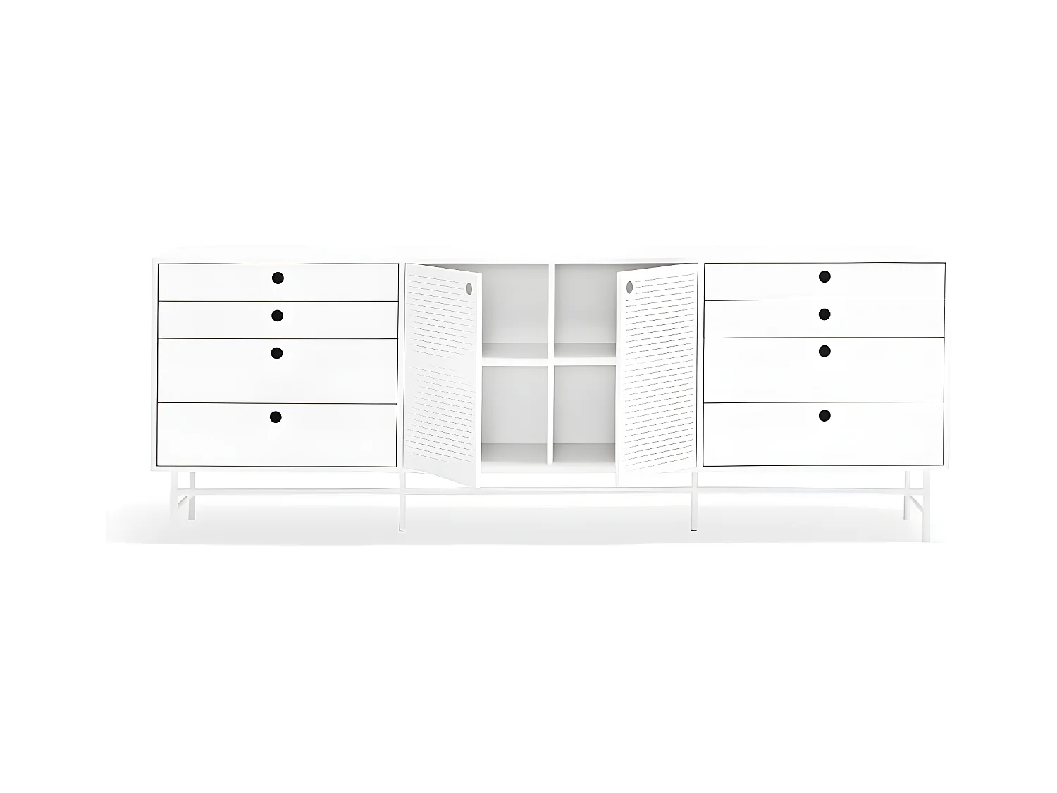 Buffet bas 212cm en bois et métal perforé PUNTO