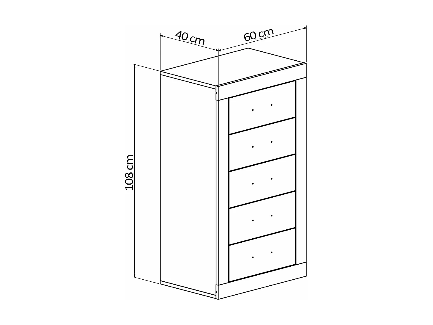 Cômoda Camiseiro Kiara com 5 Gavetas, Carvalho e Branco 60x108cm