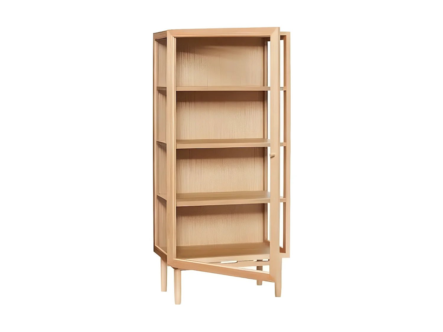 Buffet haut scandinave avec porte vitrée en bois KYOTO